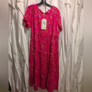 B1 Floral Pink Dress Sz XL NWT